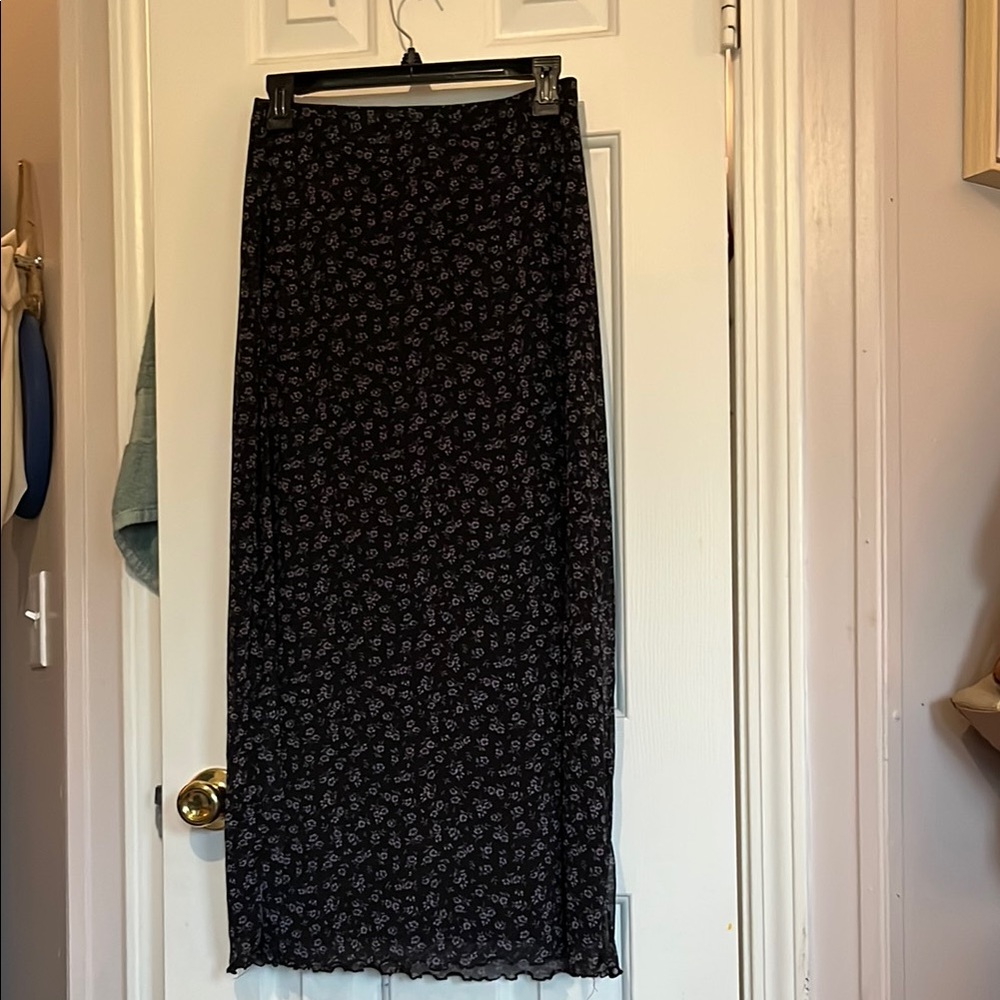Floral Black Maxi Skirt